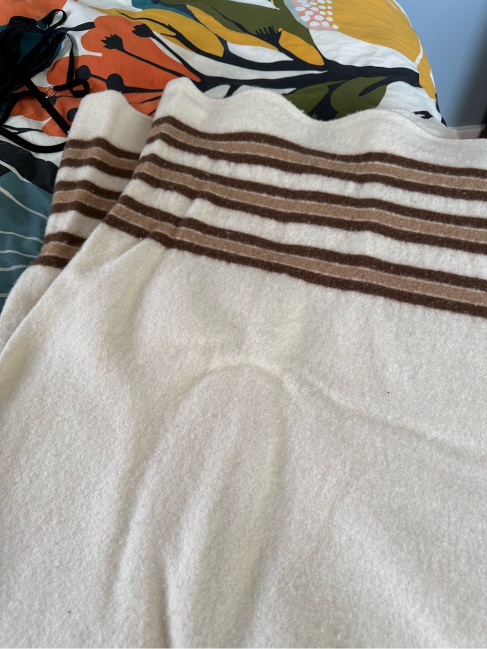 Coach White and Brown Throw Blanket